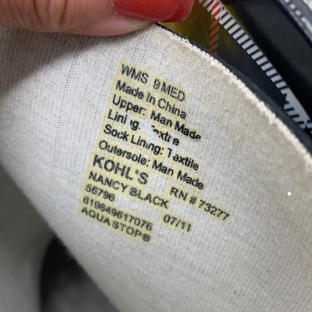 Aqua Stop Nancy Black Red White Plain Rain Boots Size 9 WRB4281G - Picture 5 of 11